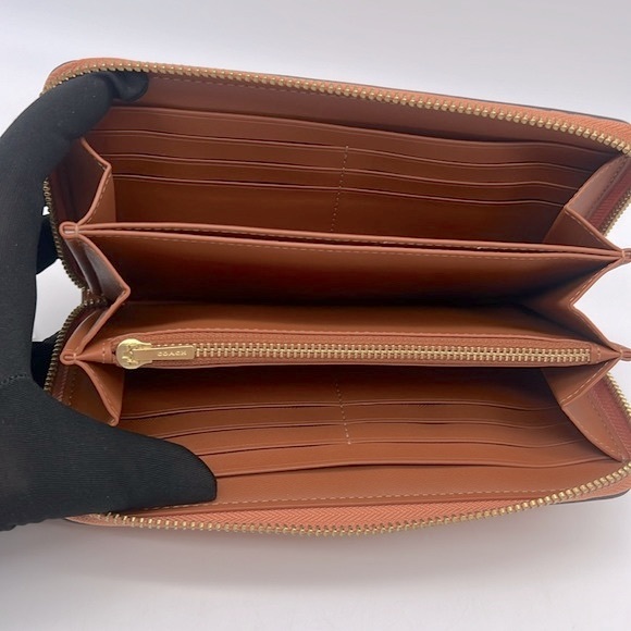 Coach Accordion Zip Wallet Brass/Faded Orange - Picture 8 of 16